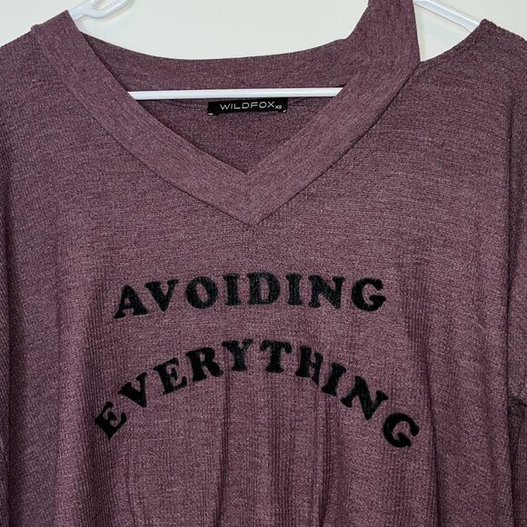 Wildfox "Avoiding Everything" Purple V-Neck Long Sleeve Sweater XS Womens - Picture 4 of 9